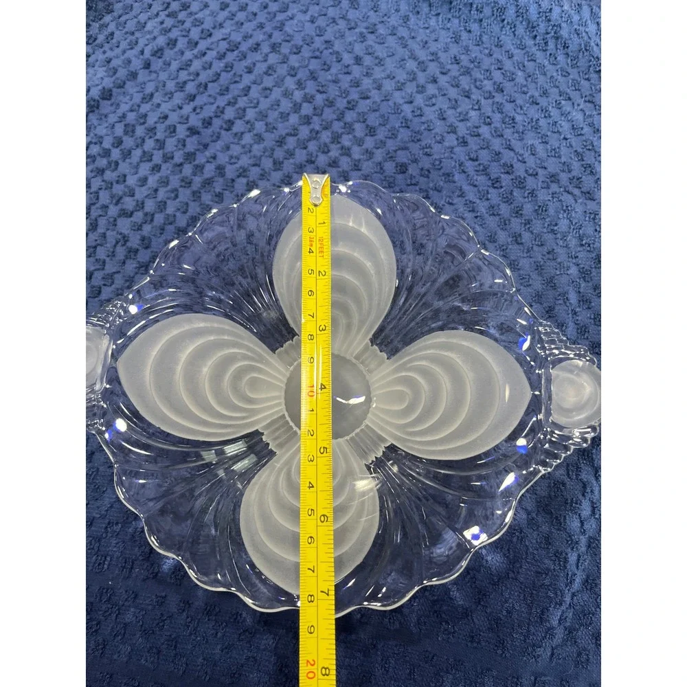 Art Deco Frosted Cambridge Moonlight Bowl Footed Scalloped Floral Design 9.5